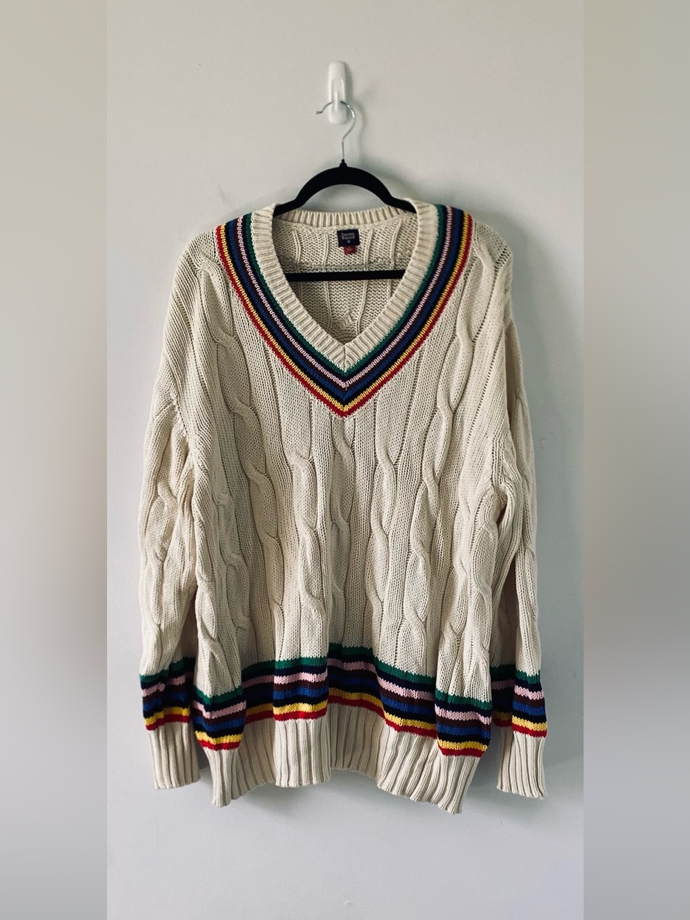 Rowing Blazers X Target Croquet Strip Cable Knit V-Neck Sweater Unisex Size XL